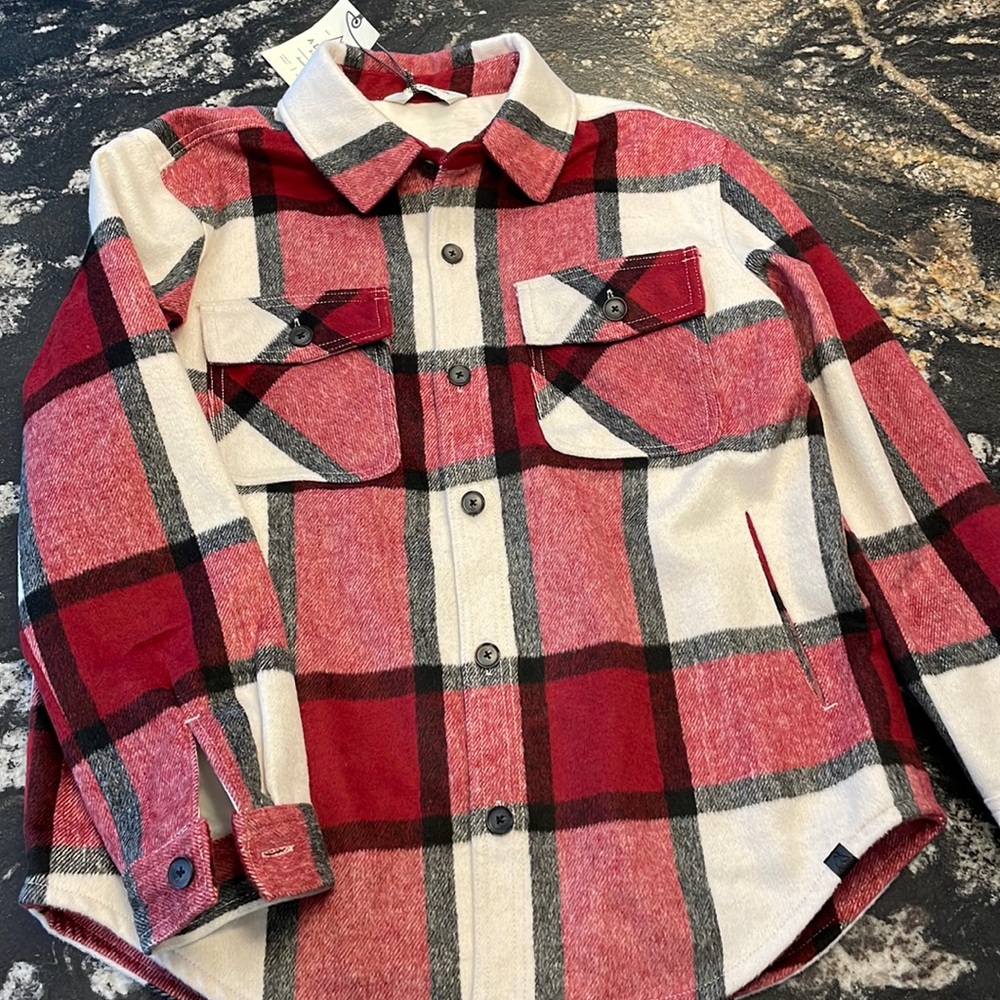 Warm plaid "shacket".